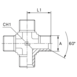 Steel Cross, Male BSPP -32 X Male BSPP -32 X Male BSPP -32 X Male BSPP -32
