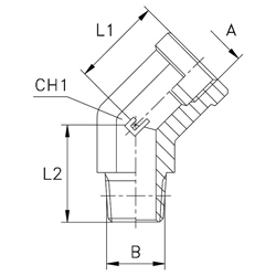 SS316L Elbow 45°, Male BSPT -02 X Female BSPP -02