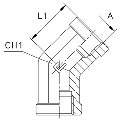 SS316L Elbow 45°, Female BSPP -02 X Female BSPP -02
