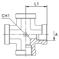 SS316L Cross, Female BSPP -02 X Female BSPP -02 X Female BSPP -02 X Female BSPP -02