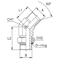 Steel Elbow 45°, Male BSPP -32 X Male BSPP -24