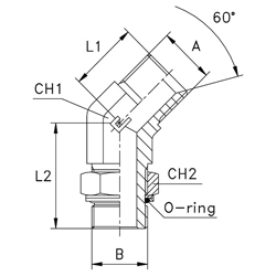 Steel Elbow 45°, Male Metric M30X1.5 X Male Metric M27X2.0