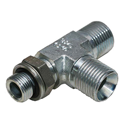 Steel Run Tee, Male Metric M30X1.5 X Male Metric M30X1.5 X Male Metric M27X2.0