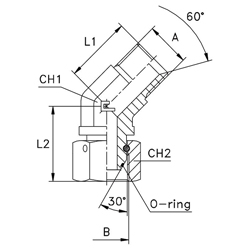 Steel Elbow 45°, Male BSPP -32 X Swivel BSPP -32
