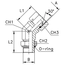 Steel Elbow 45°, Male BSPP -20 X Swivel BSPP -20