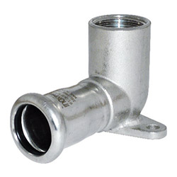 316L Wall Plate, 90° Elbow FF, 18mm x 1/2"