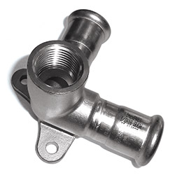 316L Corner Tee with Wall Flange, 15mm x 1/2"