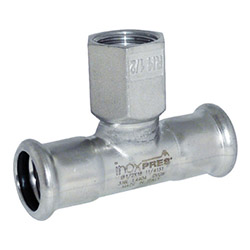 316L Female Tee, 1/2" x 15mm