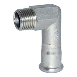 316L 90° Male Elbow Adapter, 1/2" x 18mm