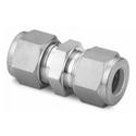 Stainless Steel Swagelok Tube Fitting, Bored-Through Union, 1/2 in. Tube OD, 3.5 in. Overall Length