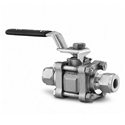 Stainless Steel 3-Piece 60 Series Ball Valve, Reinforced PTFE Seats, 12mm Swagelok Tube Fitting